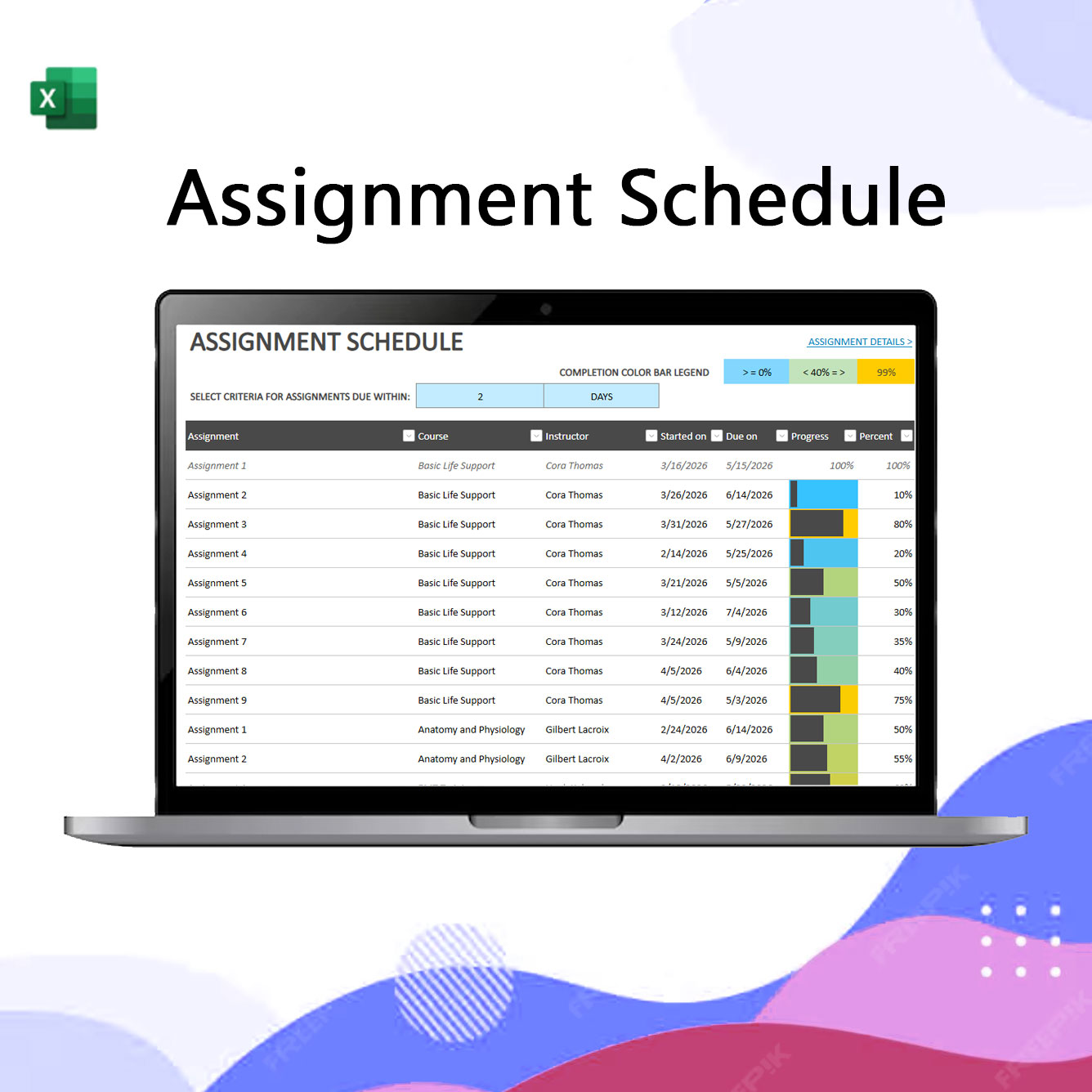 assignment schedule assignment schedule